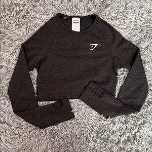 Gymshark Black Marl Vital Seamless 2.0 Long Sleeve Crop Top